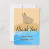 Elegant Beach Watercolor Wedding Thank You Card サンキューカード (正面)