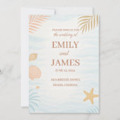 Elegant Beach Wedding Invitation, Pastel Coral 招待状 (正面)