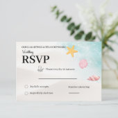 Elegant Beach Wedding RSVP Card (スタンド正面)