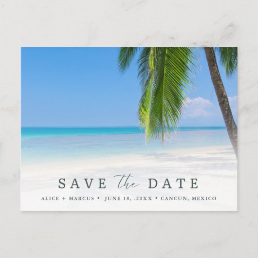 Elegant Beach Wedding Save the Date 案内ポストカード (正面)