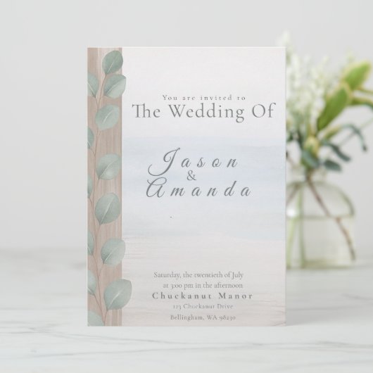 Elegant Beach with Soft Blue Wash  招待状 (スタンド正面)