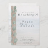 Elegant Beach with Soft Blue Wash  招待状 (正面/裏面)