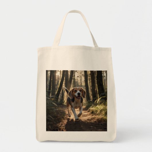 Elegant Beagle Grocery Tote トートバッグ (正面)