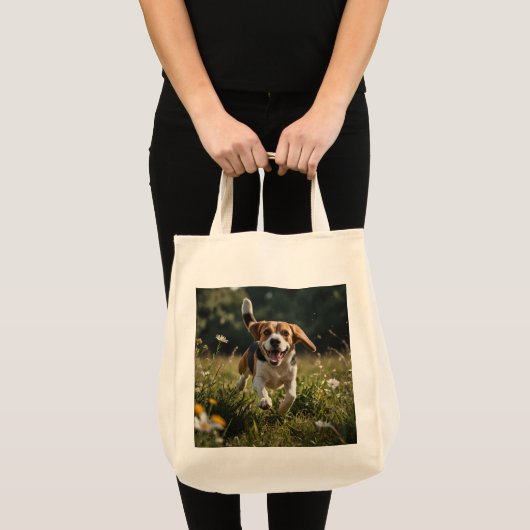 Elegant Beagle Grocery Tote トートバッグ (正面(商品))