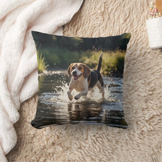 Elegant Beagle Throw Pillow クッション (ブランケット)