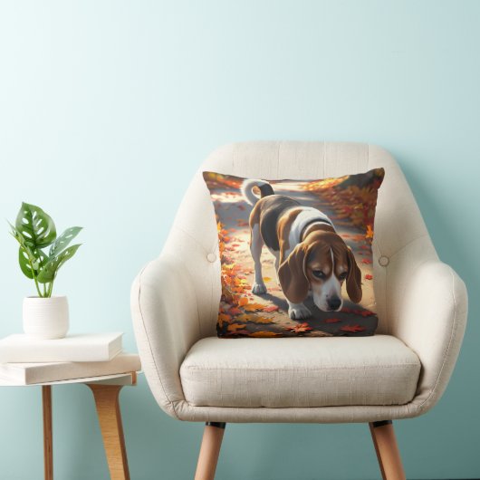 Elegant Beagle Throw Pillow クッション (椅子)
