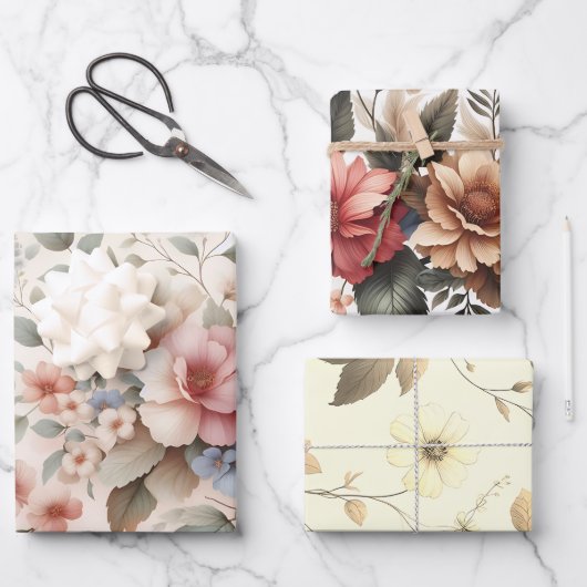 Elegant & beautiful floral design wrapping paper ラッピングペーパーシート (正面)