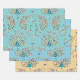 Elegant beautiful peacock watercolour ラッピングペーパーシート