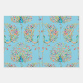 Elegant beautiful peacock watercolour ラッピングペーパーシート (正面3)