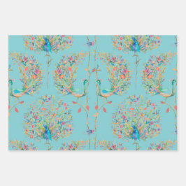 Elegant beautiful peacock watercolour ラッピングペーパーシート