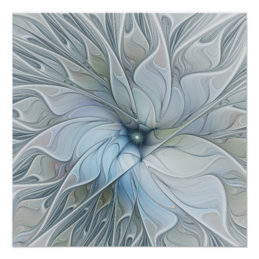 Elegant Beauty Modern Abstract Fractal Art Flower ポスター (正面)