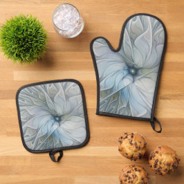 Elegant Beauty Modern Abstract Fractal Art Flower 鍋つかみ&鍋敷きセット