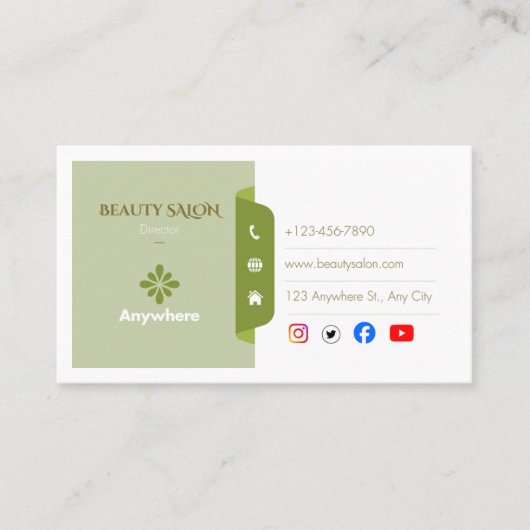 Elegant Beauty Salon Business Card | ヘアスタイリストM 名刺 (正面)