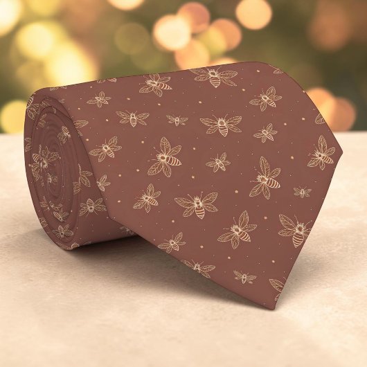 Elegant Bee Pattern Custom Necktie ネクタイ