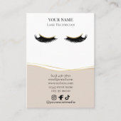 Elegant Beige and gold Lash Client Record Form 名刺 (正面)