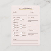 Elegant Beige and gold Lash Client Record Form 名刺 (裏面)