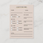 Elegant Beige and gold Lash Client Record Form 名刺 (裏面)