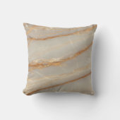 Elegant Beige and Gold Marble Pattern Throw Pillow クッション (正面)