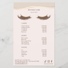 Elegant Beige and Gold Salon Price List Menu チラシ