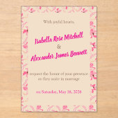 Elegant Beige & Blush Pink Floral Wedding  アクリル招待状 (正面)