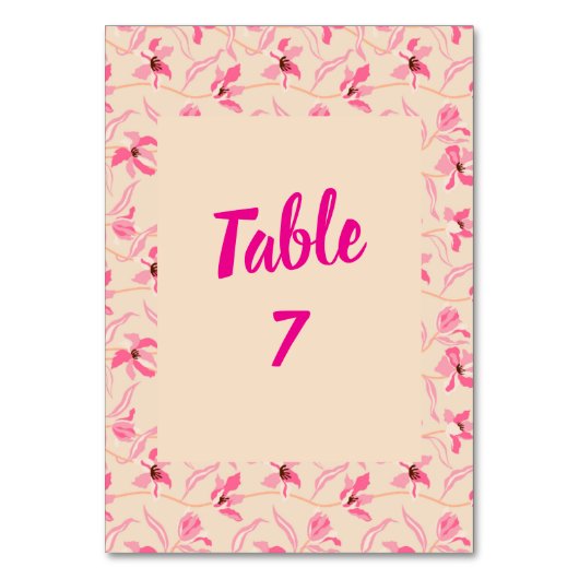 Elegant Beige & Blush Pink Floral Wedding テーブルナンバー (正面)
