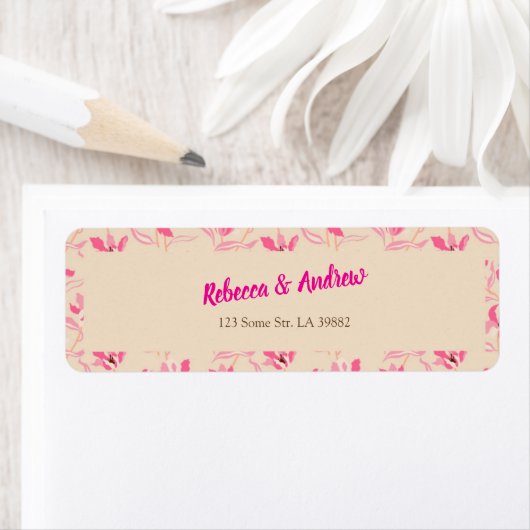 Elegant Beige & Blush Pink Floral Wedding ラベル (インサイチュ)
