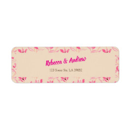 Elegant Beige & Blush Pink Floral Wedding ラベル