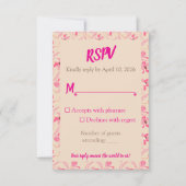 Elegant Beige & Blush Pink Floral Wedding  出欠カード (正面)