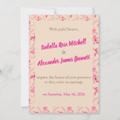 Elegant Beige & Blush Pink Floral Wedding  招待状 (正面)