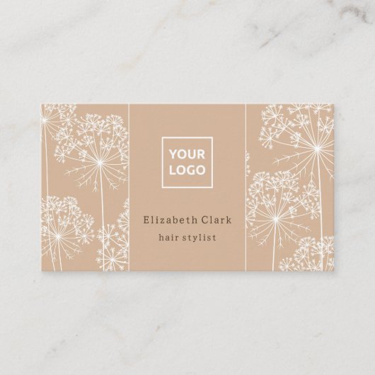 Elegant Beige Botanical Hair Stylist  名刺 (正面)