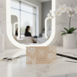 Elegant Beige Botanical Hair Stylist  名刺