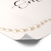 Elegant Beige Bow with Pearl Baptism Welcome ポスター (角)