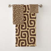 Elegant Beige &Brown Abstract Pattern Custom Name バスタオルセット (インサイチュ)