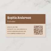 Elegant Beige & Brown Checkerboard with QR Code 名刺 (裏面)
