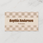 Elegant Beige & Brown Checkerboard with QR Code 名刺 (正面)
