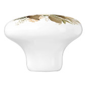 Elegant Beige Brown Flowers Floral Ceramic Knob セラミックノブ (側面)