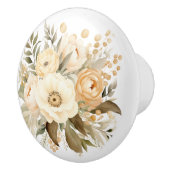 Elegant Beige Brown Flowers Floral Ceramic Knob セラミックノブ (右)