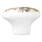 Elegant Beige Brown Flowers Floral Ceramic Knob セラミックノブ (側面)