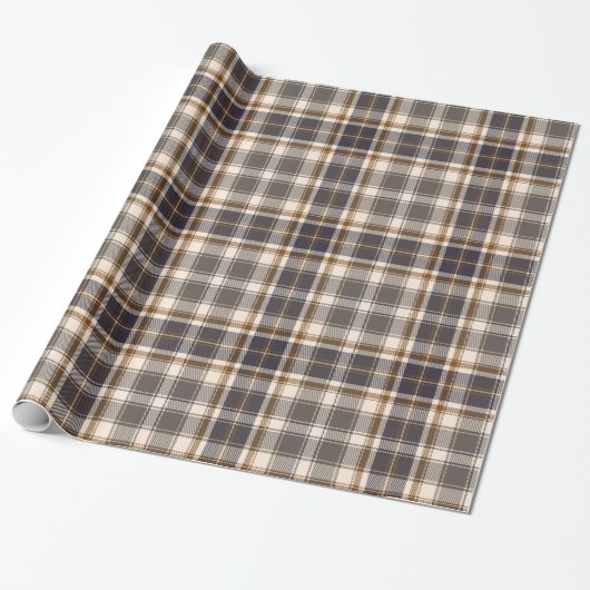 Elegant Beige | Brown | Grey Plaid Checkered ラッピングペーパー (アンロールド)