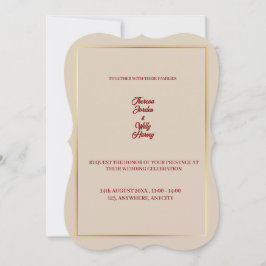 Elegant Beige & Burgundy Floral Wedding Invitation 招待状