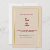 Elegant Beige & Burgundy Floral Wedding Invitation 招待状 (正面)