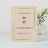 Elegant Beige & Burgundy Floral Wedding Invitation 招待状 (スタンド正面)