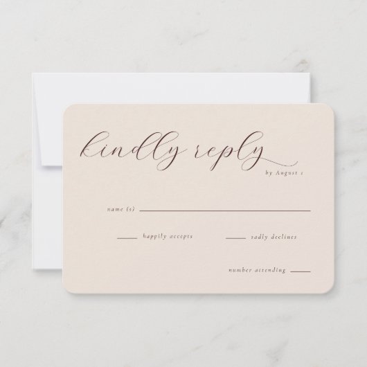 Elegant Beige Calligraphy 出欠カード (正面)