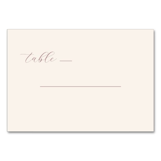 Elegant Beige Calligraphy Table テーブルナンバー (正面)