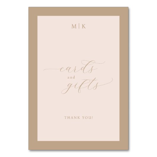 Elegant Beige Calligraphy Thank You テーブルナンバー (正面)
