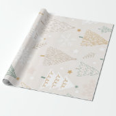 Elegant Beige Christmas Tree Gift Wrap ラッピングペーパー (アンロールド)