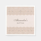 Elegant Beige Cross Christening Christian Baptism スタンダードカクテルナプキン (正面)