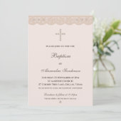 Elegant Beige Cross Christening Christian Baptism 招待状 (スタンド正面)