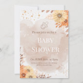 Elegant Beige Floral Baby Shower 招待状 (正面)