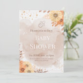 Elegant Beige Floral Baby Shower 招待状 (スタンド正面)